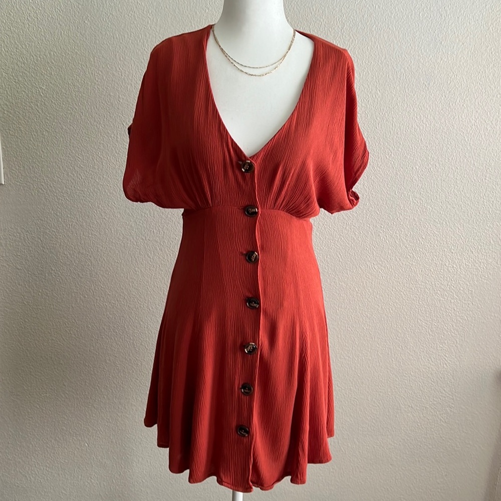 BP. Burnt Orange Button Up Dress Size XS